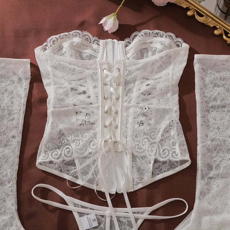 2026 Style Lace Splicing Lingerie Set Womens Sexy Waist And Body Gathering Body Fishbone Bra Shaping Adjustable Underwear