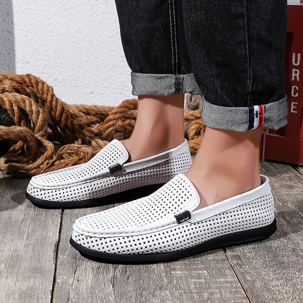 2025 Estate Scava Fuori Penny Mocassini Da Uomo Scarpe Da Barca Traspirante Uomo Mocassini In Pelle Slip On Appartamenti Mens Casual Scarpe Da Guida