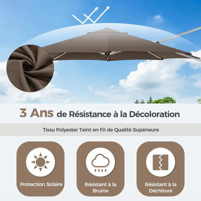 325 cm Outdoor Parasol with 360 Degree Rotation - Brown