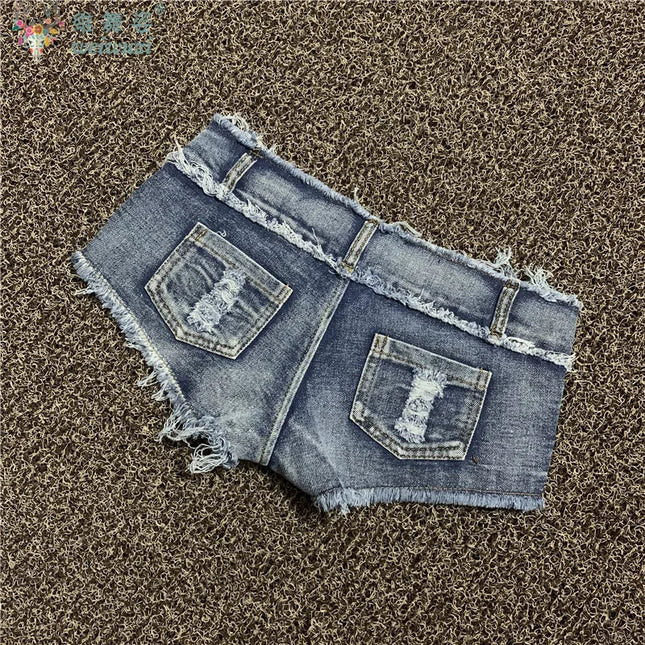 Sexy Charming Button Low Waist Denim Shorts Women Clothing Fashion Jeans Super Shorts NightClub DJ Pole Dance DS Party Hot Pants PlatiNum