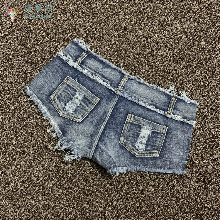Sexy Charming Button Low Waist Denim Shorts Women Clothing Fashion Jeans Super Shorts NightClub DJ Pole Dance DS Party Hot Pants PlatiNum