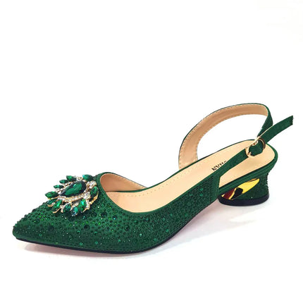 Venus Chan Royal Blue Sandals for Women 2024 Luxury Wedding Pumps Med Heels strass Design Party Shoes and Bags Set