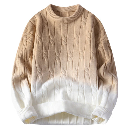 New Trendy Autumn and Winter Jacquard Pattern Pullover Sweater Casual Round Neck Color-Blocking Knit Men's Pullover