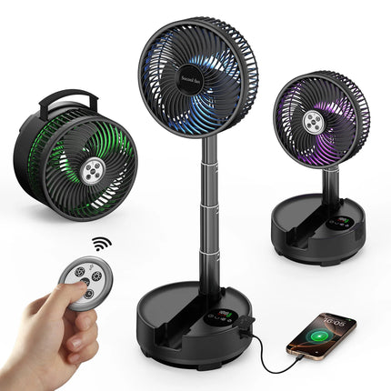 Socool Ventilatore Pieghevole Portatile 20000mAh 8 Velocità & Oscillazione Automatica Ventilatore da Pavimento e da Tavolo Ricaricabile con Telecomando per Casa