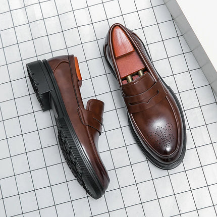 Scarpe Casual con suola spessa di lusso primaverile mocassini Penny neri da uomo scarpe eleganti da ufficio marrone per Mentênis masculino