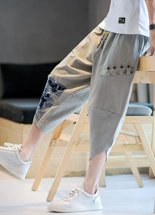 Pantaloni Kimono giapponesi da uomo in cotone traspirante Samurai Abbigliamento Pantaloni da uomo Stampa allentata Pantaloncini Harem retrò Pantaloni Hip Hop Harajuku