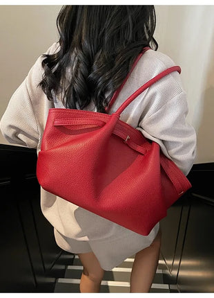 Nuove Borse a Spalla di Lusso 2026 con Motivo Lychee, in Pelle PU Tinta Unita, Borse da Donna di Grande Capacità, Borsa Tote da Viaggio