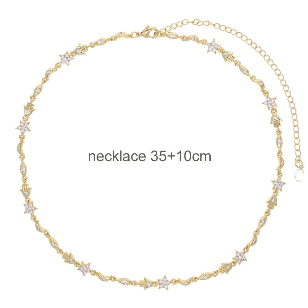 2025 Micro pavimentato 5A Cubic Zirconia CZ Stella geometrica Northstar Fascino Catena da tennis Collana girocollo Gioielli da donna di lusso Regalo