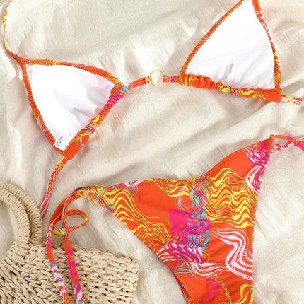 Catene a triangolo sexy Set bikini Micro perizoma Costume da bagno donna Costume da bagno Biquini Fasciatura Costumi da bagno Stampa Costumi da bagno Perizoma Bikini platinumshop