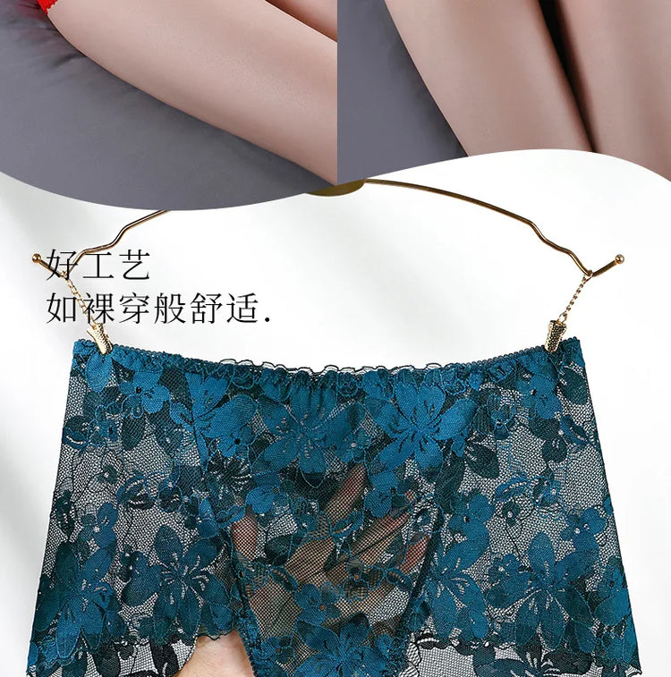 Transparent Lace Briefs Women Panties Girls Summer Underpants Plus Size Underwear Solid Color Sexy Lingerie XXL