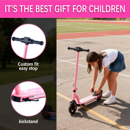 Monopattino elettrico AATOTMGO per bambini dai 6 ai 12 anni. Velocità massima: 16 km/h. Raggio d'azione: da 10 a 15 km. Pieghevole. Potenza: 125 W. 3 velocità, luci a LED, carico massimo: 70 kg.