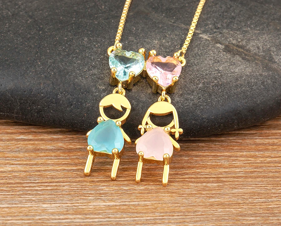 AIBEF Cuore Strass Ragazza e Ragazza Donna Ciondolo Collana Madre Cubic Zirconia Rame Dolce e Carino Gioielli Regalo di Fascino per Bambini