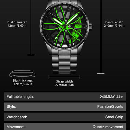 Orologio da Uomo LIGE di Lusso al Quarzo, Sportivo, Impermeabile, in Acciaio Inossidabile, Luminoso, con Quadrante a Forma di Ruota d'Auto, Elegante Orologio da Uomo per Affari platinumshop