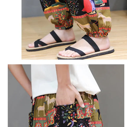 Nuovi pantaloni jogger da uomo in cotone primaverile, pantaloni oversize alla moda, hip hop con graffiti floreali, vita elastica, pantaloni harem, streetwear maschile
