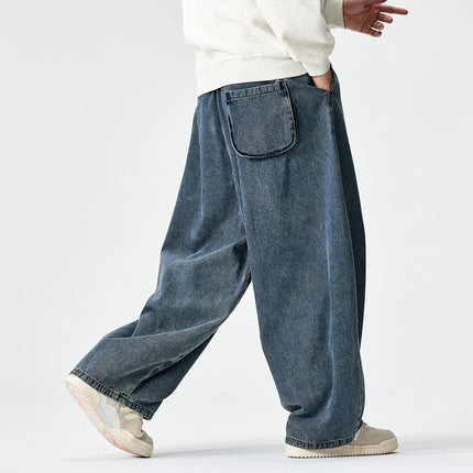 Pantaloni in Denim Primaverili da Uomo, Jeans Larghi Casual Lavati Stile Streetwear, Pantaloni Moda Y2K Oversize Harajuku Punk a Vita Alta
