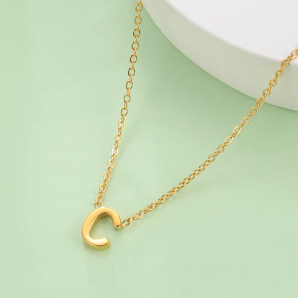 Skyrim Stainless Steel A-Z Initial Letter Necklace for Women Trend Minimalist Alphabet Choker Neck Chain Jewelry Birthday Gift PlatiNum