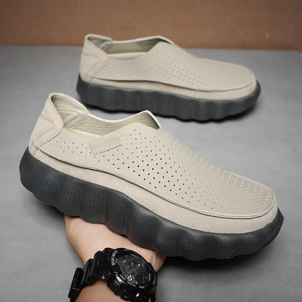 Mocassini da Uomo per Camminata all'Aperto, Scarpe Casual alla Moda, Scarpe da Passeggio in Pelle Morbida, Calzature Traspiranti per Guida, Mocassini Morbidi