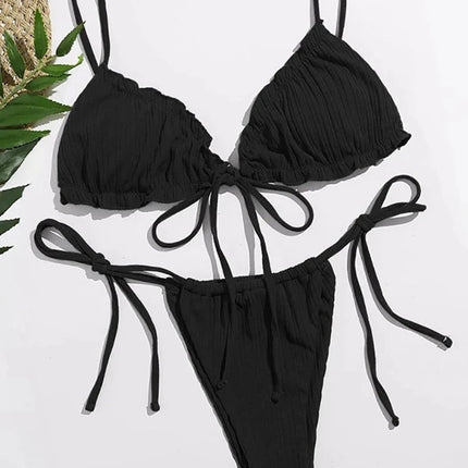 Nuovo 2025 Costume da bagno sexy Pit stripe Bikini Donna Costumi da bagno Costumi da bagno Push Up Biquinis Fasciatura Beachwear Set bikini solido platinumshop