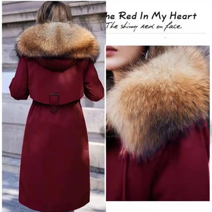 Women Cotton coat Winter Jacket Female thick warm Parkas hooded Outwear large sizeInner liner removable fur over knee Overcoat