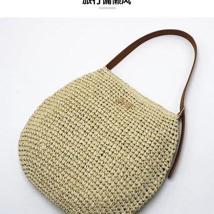 Borsa a Spalla da Donna Estiva in Paglia Intrecciata, Borsa Grande Capacità Artigianale in Rattan, Borsa Tote di Lusso Designer da Spiaggia