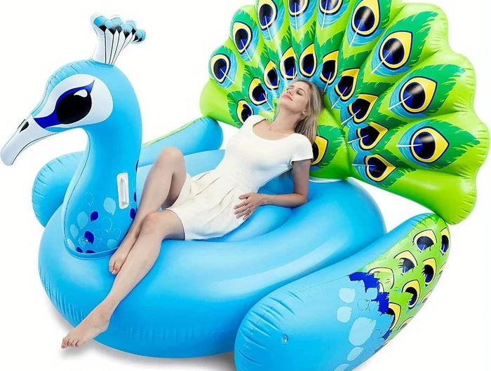 Sloosh Gonfiabile a Forma di Pavone Gigante, Galleggiante Divertente per Piscina e Spiaggia, Giocattolo Galleggiante Estivo per Adulti e Bambini
