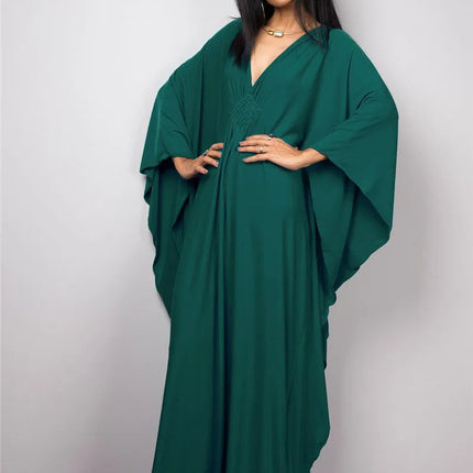 Cover Up Caftano casual da donna Taglie forti Abiti da spiaggia Abito da bagno con maniche a pipistrello platinumshop