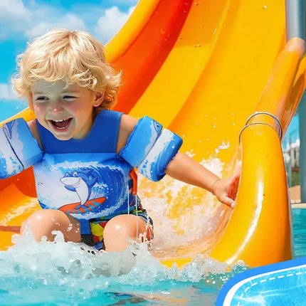 Kids Swim Vest for Toddlers Floaties for Swimming Armbands 15-70 lbs Cartoon Swim Water Wings with Crotch Strap Child Pool Floats Vest