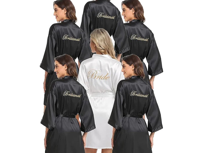 12 pezzi abiti da damigella d'onore kimono da sposa per il giorno del matrimonio abiti da festa da sposa ricamati in raso