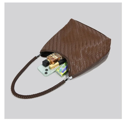 CEEKAY 2026 New Woven Hobo Bag, Retro Herringbone Texture Shoulder Bag with Woven Handle, Casual Women's Tote Bag