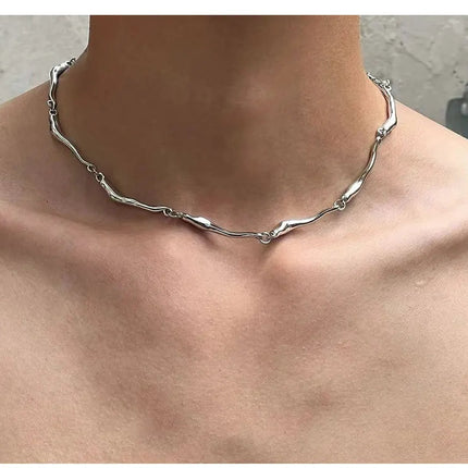 New Irregular Wave Shape Chain Men Necklace Advanced Sense Stainless Steel Figaro Cuban Chain Necklace For Men Women Jewelry
﻿ PlatiNum