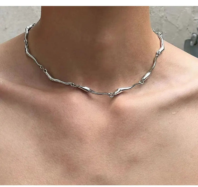 New Irregular Wave Shape Chain Men Necklace Advanced Sense Stainless Steel Figaro Cuban Chain Necklace For Men Women Jewelry
﻿ PlatiNum