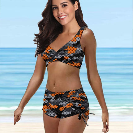 Camo tinta unita stampa bellissime signore gilet sexy set di tendenza seno rivelatore bikini per le vacanze estive S-5XL platinumshop