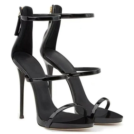 2025 New Luxury Womens Shoes Summer Sexy Stiletto High Heel Pumps Fashion High-quality Banquet Zipper Strap High Sandals Zapatos PlatiNum