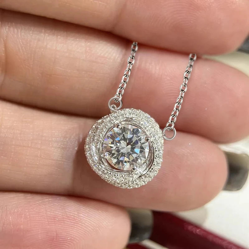 Huitan squisita collana da sposa da sposa con collana con ciondolo design nodo dichiarazione zircone cubico AA gioielli da donna color argento