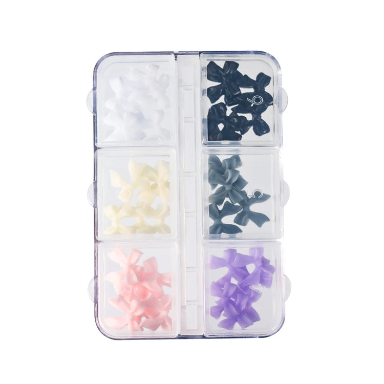 100/50/30pcs Resin Bow Nail Charms White Black 3D Long Ribbon Bowknot 3D Rhinestone For Korean DIY Kawaii Nail Art Decoration