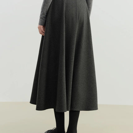 ZIQIAO 2025 Winter Women's High Waist A-Line Midi Skirt Asymmetrical Seam Design - Unique Cutout Detail for Casual Office Wear PlatiNum