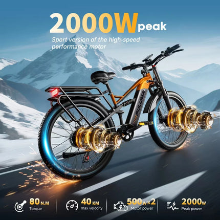 PULUMA PE86pro Bicicletta Elettrica 48V20Ah 1000W, Bici Elettrica da Città con Freni Idraulici, Doppio Motore, Mountain Bike Fuoristrada