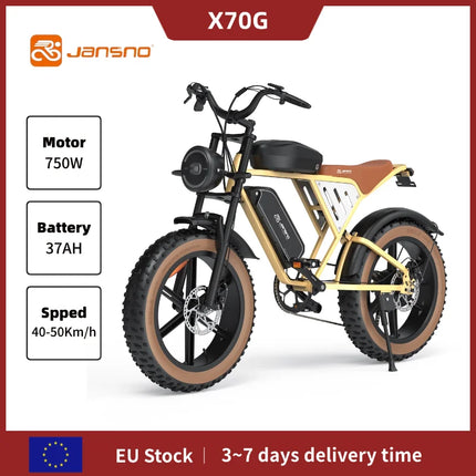 Bicicletta Elettrica per Adulti JANSNO X70G 750W 48V 37AH con Doppia Batteria Rimovibile, Pneumatici Fat da 20 Pollici, E-Bike Fuoristrada per Tutti i Terreni
