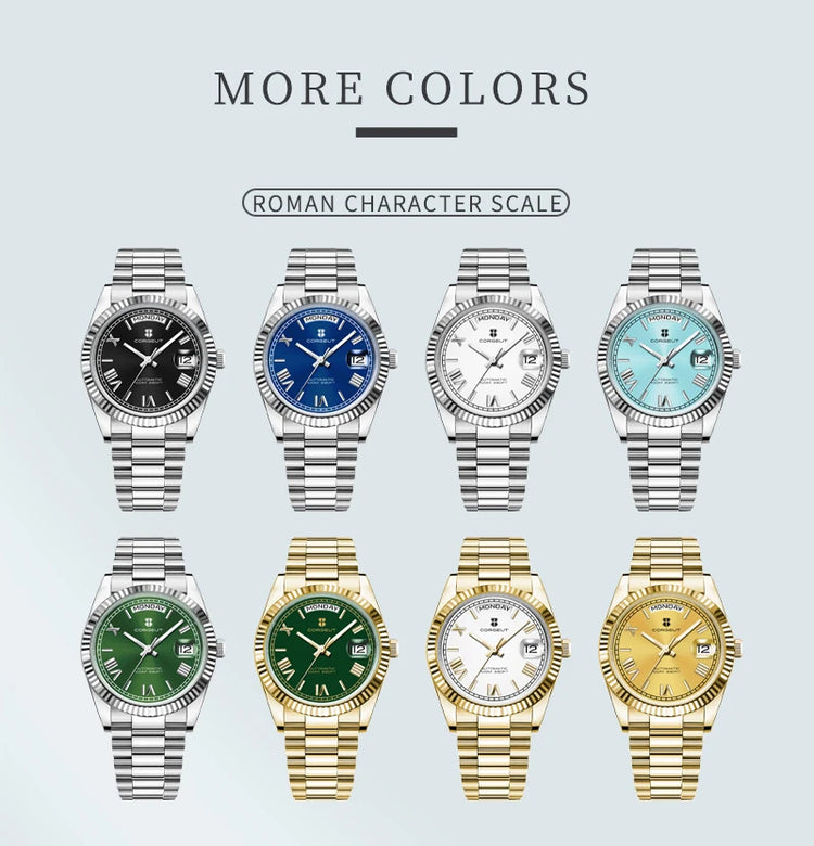 Custom Logo Diy 36/39MM Dial Automatic Mechanical Watches For Man Week Date Type Sapphire Luxury Waterproof Diving Man Watches