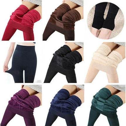 Women Winter Thermal Warm Thick Pantyhose Fluff Lined Stretch Slim Leggings Pants PlatiNum