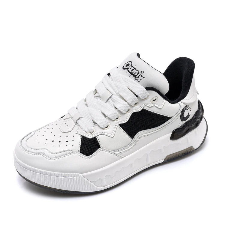 Scarpe da Corsa ONEMIX per Uomo, Tendenza Autunno Inverno, Morbide ed Elastiche con Assorbimento degli Urti, Tomaia in Pelle, Suola Spessa, Stile Sportivo Casual PlatiNum