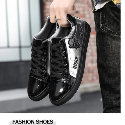Men Casual Shoes Patent Leather Flats Skate Men Cool Driving Shoes Male Walking Shoes Sneakers Dress Trend the Latest Leisure