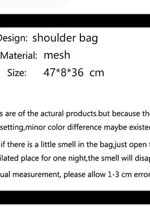Borsa tote da donna in rete trasparente, borsa a tracolla portatile alla moda multifunzionale per lo shopping, viaggi, spiaggia estiva