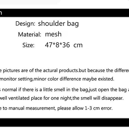 Borsa tote da donna in rete trasparente, borsa a tracolla portatile alla moda multifunzionale per lo shopping, viaggi, spiaggia estiva