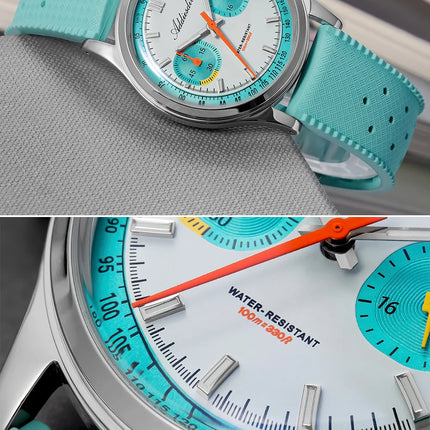 ADDIESDIVE New Men Watch 38mm VK64 Chronograph Fluororubber Luxury Domed Glass BGW9 Luminous 100m Waterproof Quartz Wristwatch
