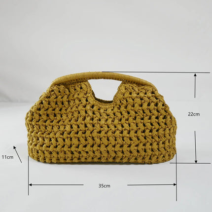 Fashion Straw Clip Shell Clutch Bag for Women Designer Paper Woven Handbags Casual vintage Handmade Summer Beach Bag 2025 PlatiNum