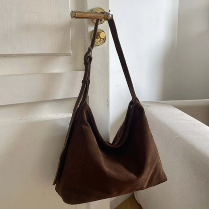 Motingsome Natural Soft Suede Woman Bags Large Capacity Handbag Big Underarm Messenger Bag Shoulder Purse Casual Tote 2025 New