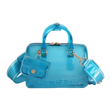 2025 Transparent PVC Beach Bag, Korean Style, Fresh and Sweet Silicone Shoulder Bag, Medium Size with Zipper Closure
