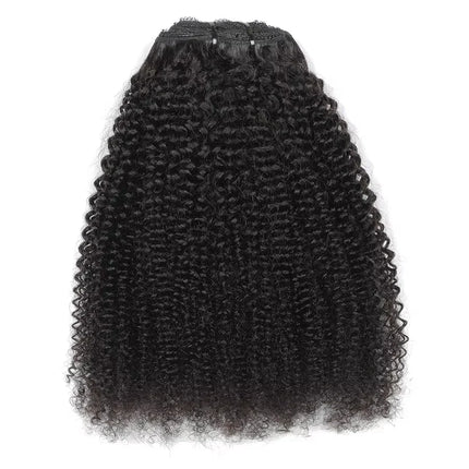 Afro Kinky Curly Clip in Hair Extensions Human Hair 12A Brazilian Hair Water Wave Clip Ins 120g Natural Black 8Pcs/Set Full Head