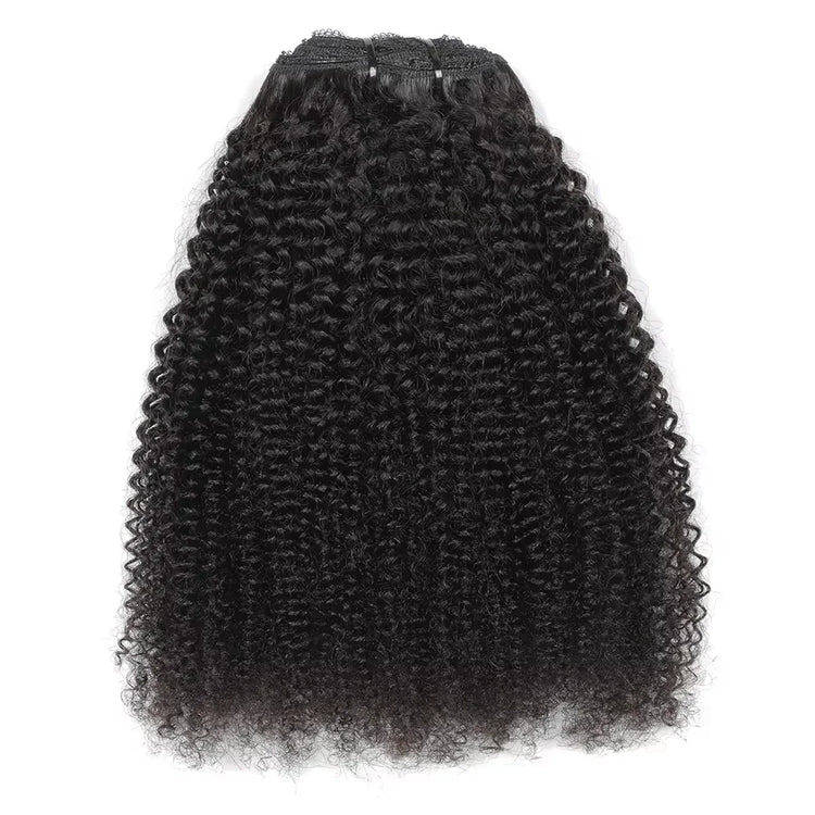Afro Kinky Curly Clip in Hair Extensions Human Hair 12A Brazilian Hair Water Wave Clip Ins 120g Natural Black 8Pcs/Set Full Head